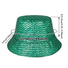 Manfnee Rave Bucket Hat for Men Women Waterproof Rain Hat Metallic Hip Hop Hat Wide Fishing Hat Sun Hat, B2