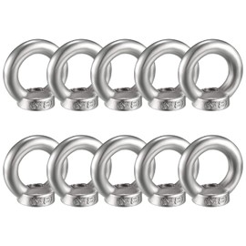 Pack of 10 Ring Nuts M8 Stainless Steel Ring Eyelets Stainless Steel Eye Nuts Hardware Ring Shaped Female Thread Mounting Screw for Lifting Accessories, Surface Polishing, Silver