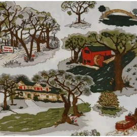 Sullivan's International MULTICOLORED Toile Cotton Fabric BY THE YARD 2005 Near Vintage