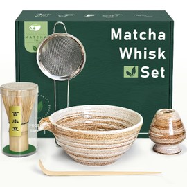 Maaacute Matcha Whisk Set with Matcha Bowl, Matcha Whisk Holder Matcha Bamboo Whisk, Scoop, Sifter, Unique Gifts for Women Men Girl Friend Home Kitchen Decor Gifts for Tea Enthusiasts Christmas