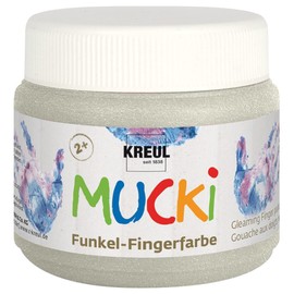 Kreul 23124 - Vernice per Dita Scintillante Mucki, 150 ml in Argento Drago, Senza parabeni, Senza glutine, Senza lattosio e vegana, Lavabile, verniciabile con Pennello e Dita