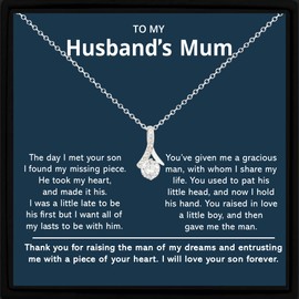 To My Husband's Mum Necklace Thoughtful Gift for Mother-in-Law with Heartfelt Message, Elegant Pendant for Wedding, Anniversary, Birthday, or Mother's Day