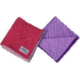 Pink & Purple Minky Dot Reversible 17" Square Baby Doll Blankets, 2 Pack Set