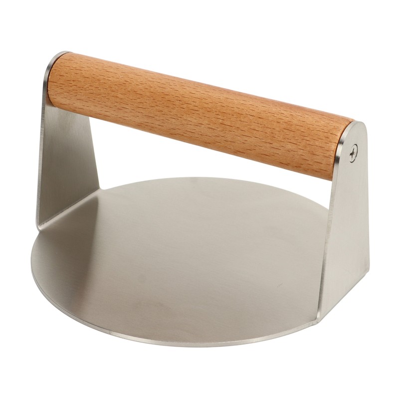 Hamburger Press 304 Stainless Steel Smooth Surface Wooden Handle Easy