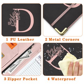 YeeCASE Server Book, Alphabet Waitress Book for Waitress, Leather Waitess Book with Zipper Pocket, Server Manual Checkbook Fits Server Apron (D)