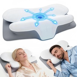 SANSWAN Neck Therapy Pillow for Sleeping, Ergonomic Foam Pillow for Back Side Sleepers, Cervical Pillow for Shoulder Pain