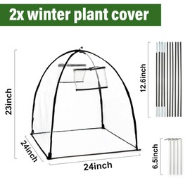 Plant Covers Freeze Protection, Clear Outdoor Garden Frost Cover, Plant Protectors from Animals, Garden cloches for Plants, Potted Fruit min Greenhouse(Transparent,2-Pack)