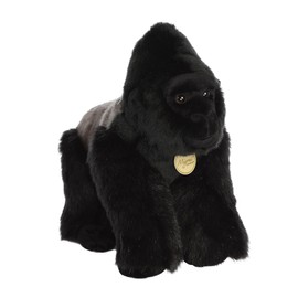 Aurora® Realistic Miyoni® Silverback Gorilla Stuffed Animal - Lifelike Details Make a Cherished Companion - Perfect for Decorating Bedrooms or Classrooms - Black 12 Inches