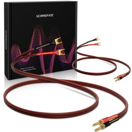 UCINNOVATE Audio Speaker Cable, 2 Pack HiFi OFC Speaker Cable Gold Plated Banana Plug to Y Connector Jumper Spade, 3 m 14AWG Speaker Wire Jumper Cable for Speaker Amp (2 x 9.8 ft)