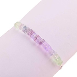 Natural Fluorite Crystals Bar Bracelet, Heishi Beads Gemstone, Adjustable Slider Chain, Energy Healing Crystals, Birthday, Gift for Her, Gemstone Jewelry for Women 10-inch AAA+ Quality (fluorite)