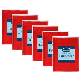 Venuscello Paper Table Cover Cloths, 90cm x 90cm Square, Disposable, Folded, for Birthday Party (12, Red)