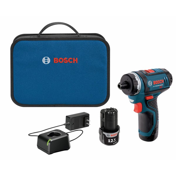 Bosch PS21-2A 12V Max 2-Speed Pocket Driver Kit with 2 Batteries, Charger and Case , Blue