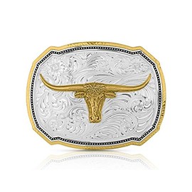 Montana Silversmiths Western Lifestyle Texas/Longhorn Made in the USA Buckle (Right Cut of the Rope Longhorn)