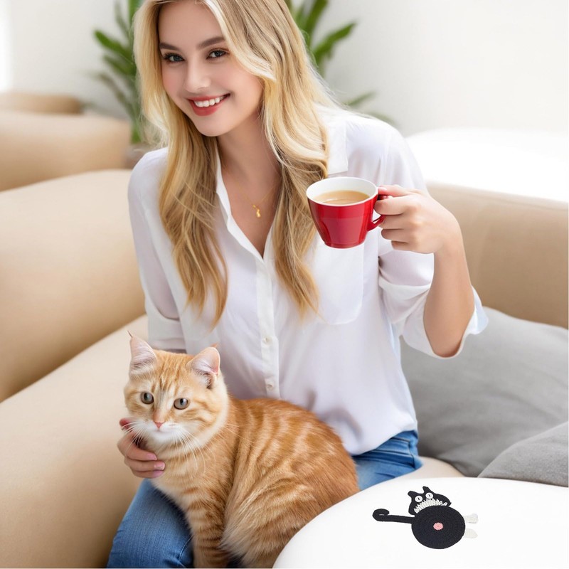 Coasters Set of 5, Fun Woven Creative Cat Coasters, Cute