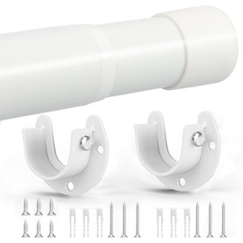 SUTINE Closet Rod, 17 to 53 Inch Closet Rods for Hanging Clothes, Heavy Duty Adjustable Closet Hanging Rod Bar White Closet Poles for Wardrobes, Closet, Bathroom, Windows,1.3 Inch Diameter