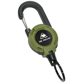 Rise Japan Reel Key Chain with Carabiner, Stretchable, Maximum Length 24.4 inches (62 cm), Wire-Type Key Chain, Khaki