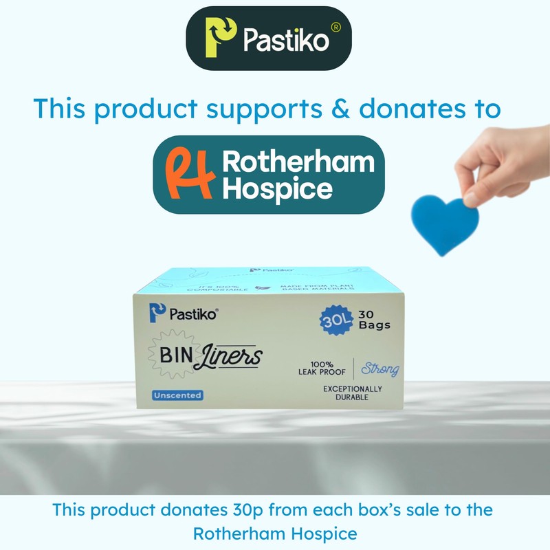 Pastiko 100% Compostable Bin Bags 30L Bin Liners Extra Thick