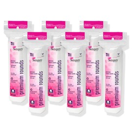 Swisspers Premium Cotton Rounds, Dual Sided Pads - 100 Pads (Pack of 6) - 100% Pure Chlorine-Free Cotton, Hypoallergenic & Dermotologist Tested - Cotton Pads for Makeup & Nail Polish Removal