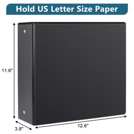CIXILDTS 3" 3 Ring Binder, Standard 3-Inch Round Ring Binder Fit Letter Size Paper, Presentation View Binders, 6 Packs, Black