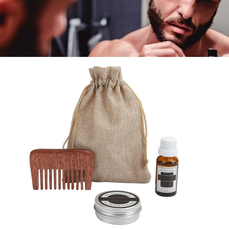 LANTHOME Men Beard Grooming Kit Mustache Beard Nourishing Styling Oil