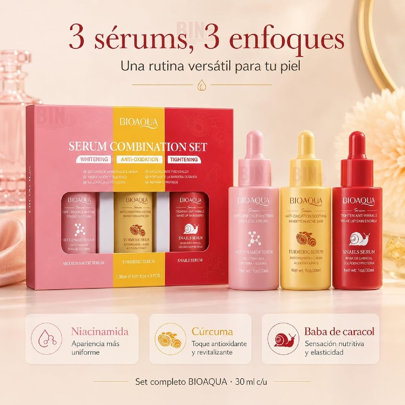 Kit de Sérums Faciales Antiedad e Hidratante, Set de 3