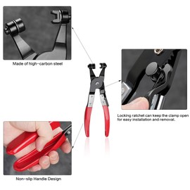 Drado Hose Clamp Pliers for Auto Repairing, Heavy Duty Wire Hose Pliers, Cross Slotted Jaw Plier Auto Repair Tool, Car Water Pipe Ring-Type Removal and Installation Tool (Red)