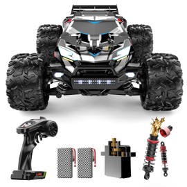 DEERC Brushless Fast RC Cars for Boys & Adults, 55KM/H, 1:18 Off-Road RC Truck, All Terrain 4x4 Racing Mecha Car, 50 Mins, Waterproof Remote Control Monster Truck, Compatible with 3S Battery