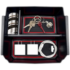 EVTIME Compatible with Jeep Wrangler JK and JKU Accessories 2011-2018 Center Console Organizer Tray (Red)