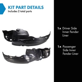 TRQ TRQ Inner Fender Liner Set Compatible with 2013-2015 Honda Crosstour HO1248148 HO1248149 HO1249148 HO1249149