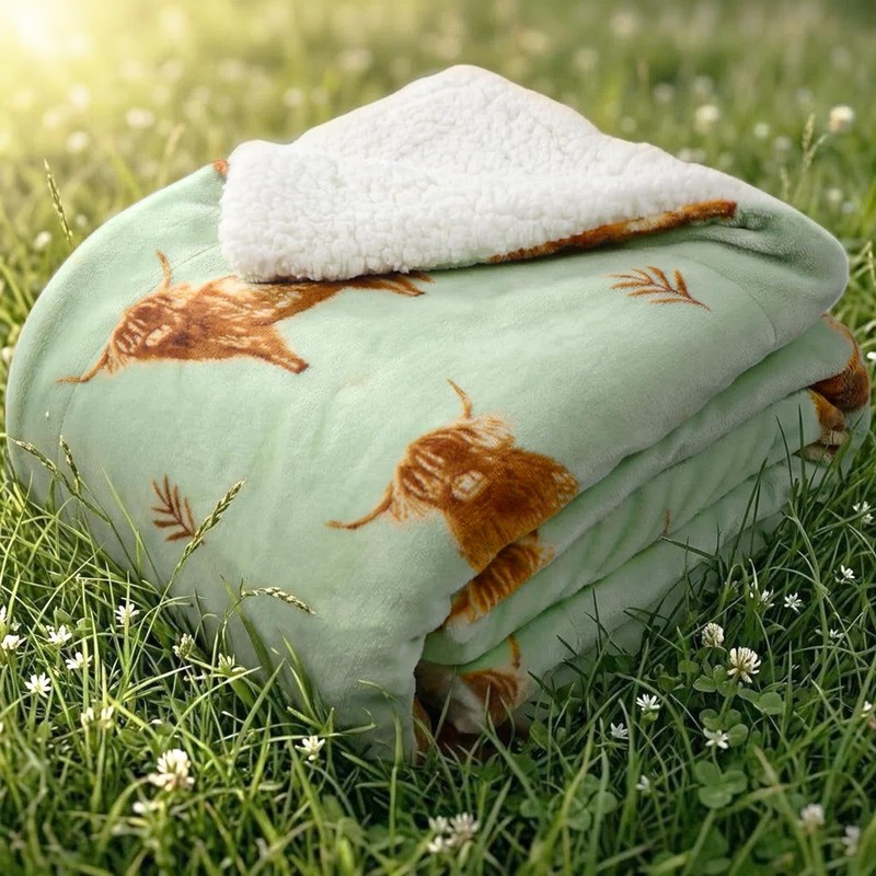 VigorSpring Reversible Highland Cow Blanket - 50x70 Inch
