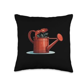 Watering Can with Flowers Nice Growing Herbs and Flowers with This Funny Watering Can Throw Pillow, 16x16, Multicolor