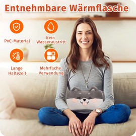 Fesaizwi Wärmflaschengürtel, Fesaizwi 1L Wärmflasche Gürtel 3 in 1 Tragbar PVC Wärmflasche, Wärmeflasche mit weichem Bezug und Taillen-Bezug, für Nacken und Schulter Rücken Beine