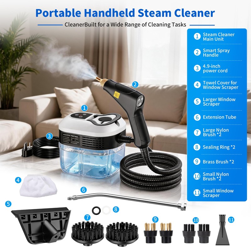 Steam Cleaner, High Pressure Steam Cleaner for Home, 6-Level Adjustment