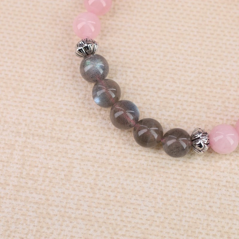 AmorWing Rose Quartz Labradorite Stone Bracelet for Women M