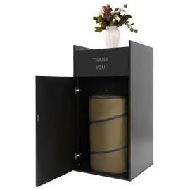 CRYBY Trash Can, Indoor and Outdoor Trash Can Cabinet Kitchen Trash Can with Trash Bag, Outdoor Garbage Can Freestanding Waste Bin for Residential, Office and Commercial Use, 110.23 lbs Load