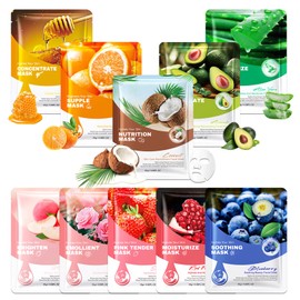 10PCS Face Masks Variety Set,Lightweight Long Lasting Hydrating Sheet Mask,Moisturizing Face Masks Set,Facial Mask Gift Set Suitable for All Skin Types 06