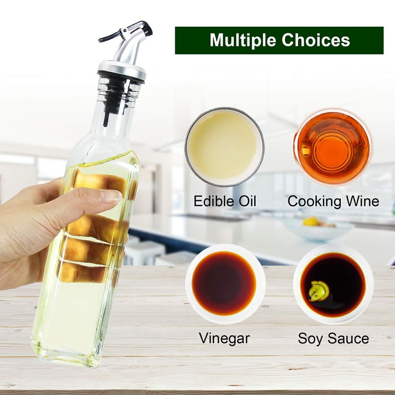 YEBODA 8oz Clear Glass Olive Oil Dispenser Bottles, and Vinegar