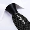 DiBanGu Shiny Black Sequin Slim Tie Set,Mens Solid Skinny Necktie