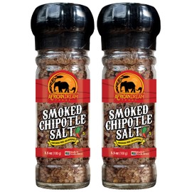 Smoked Chipotle Spicy Salt with Reusable Grinder by African Dream Foods | All-Natural Chipotle Peppers Infused with Sea Salt | Made in Africa | 2-Pack