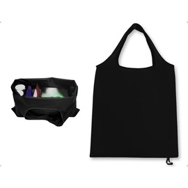 Emezddo Foldable Shopping Bag, Reusable and Washable Shopping Bag, Durable and Lightweight Folding Bag, Carry Bag, Large Tote Bag (69 x 56 cm, Black), black