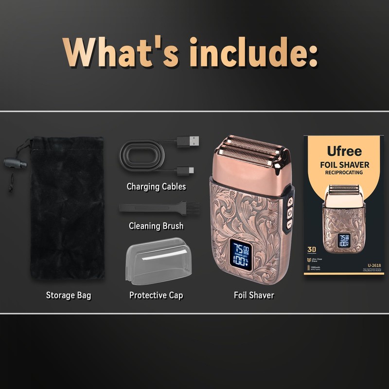 Ufree Close Shave Electric Foil Shavers for Men, 3-Speed Electric