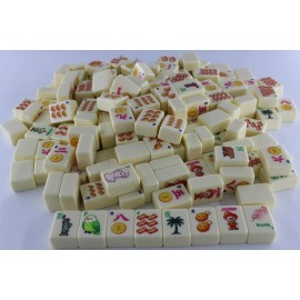 Carving Mahjong Tiles166Tiles Portable Private Gatherings Indoor Entertainment Board Games Modern Size: 1.26inch*0.95inch *0.63inch, Color: Ivory