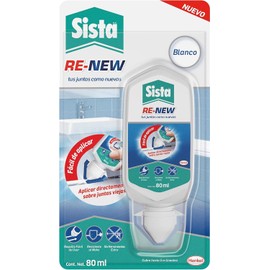 Sista RE-NEW, sellador de juntas para cocina y baño, silicona blanca para renovación de juntas, silicona para baños resistente al agua, renovador antihongos, 1x80ml