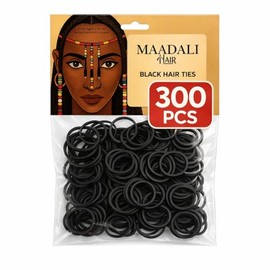 300 Black Hair Ties - Small Strong Rubber Bands for Thick, Curly & Afro Hair, Braids, Ponytails & Protective Styles - No Breakage Hair Elastics bands 