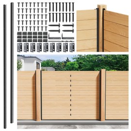 6-Pack 5FT U-Shaped Metal Fence Posts (H: 56.7″), No-Dig Hard Surface Mount for Privacy Fences, Garden, AC Units, Pool Equipment, and Trash Can Enclosures Matte Black