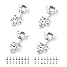 Pack of 4 Wardrobe Hinges, Soft Close Hinges for Cupboard Doors, Concealed Cabinet Hinges, Suitable for Installing Cabinet Doors of Various Sizes, with 32 Mounting Screws