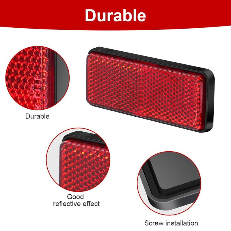AYBUY 4Pcs Motorcycle Reflectors, Bolt Screw Rectangular Safety Reflector, Strong