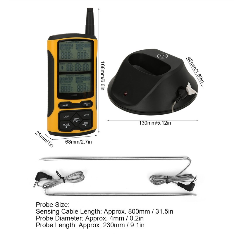 Dual Probe Wireless Transmission BBQ Thermometer Food Thermometer Kitchen Cooking