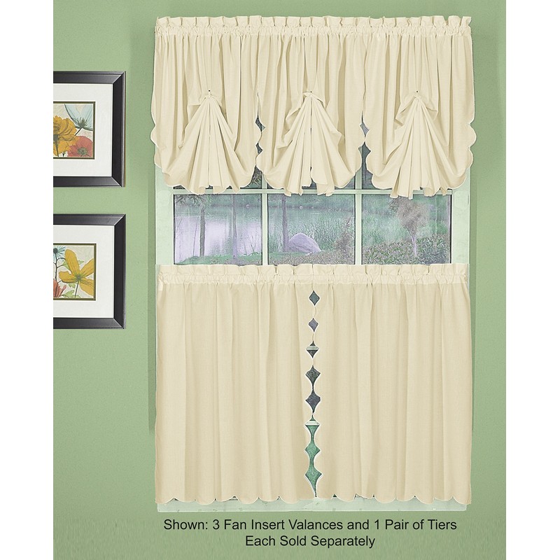 Today's Curtain, Orleans Scallop Curtain, Ecru 36" Tier Pair and
