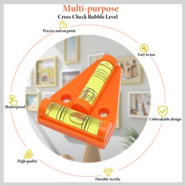 generic 4pcs T Level,Cross Check Bubble Level,for Tripods, Machines, Furniture(Orange)